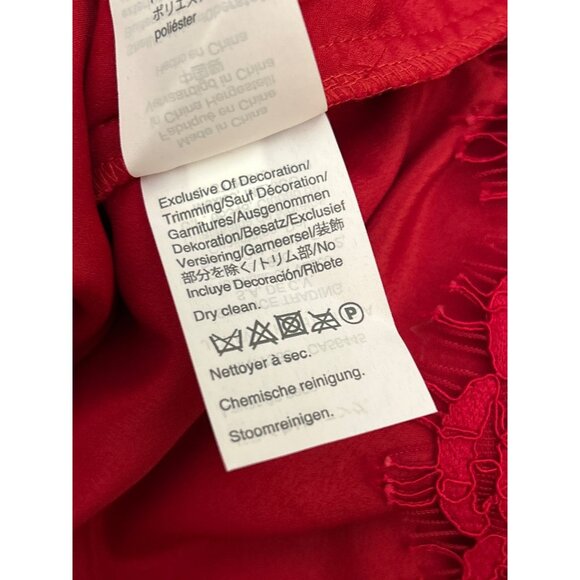 J Crew Red Lace Sleeveless Blouse Ruffle Collar Elegant Feminine Romantic Small - Picture 7 of 7